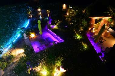 exotische tuin sfeerverlichting avond -  - Vakantieresort